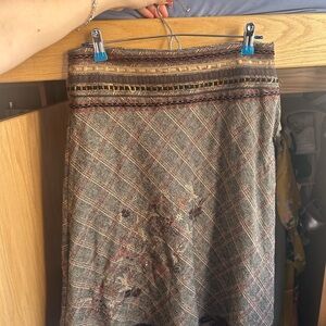 Elegant Plaid Skirt with Embroidered Details